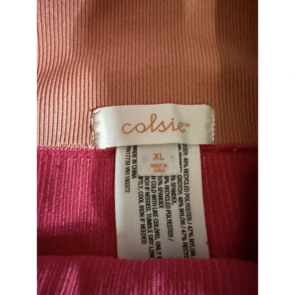 Colsie Women's Biker Shorts Pink Pull-On Ribbed Knit Stretch Solid Regular XL